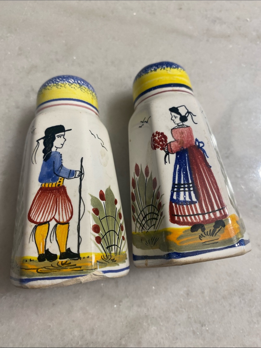 Henriot Quimper Vintage Breton Folk Salt and Pepper Shaker